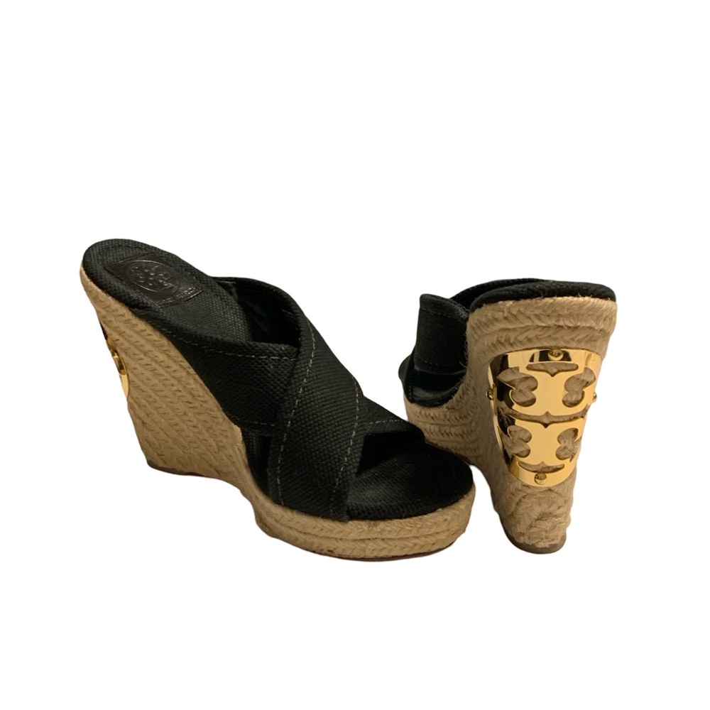 Tory Burch Black Wedge Sandals